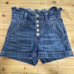 Wild Fable High Waist Denim Shorts Button Fly Ruffle Waist Blue Size 0